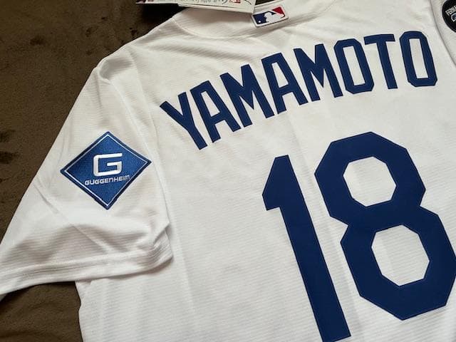 山本由伸WS優勝/MVP記念レプリカWS/34パッチ付ジャージL/US限定品