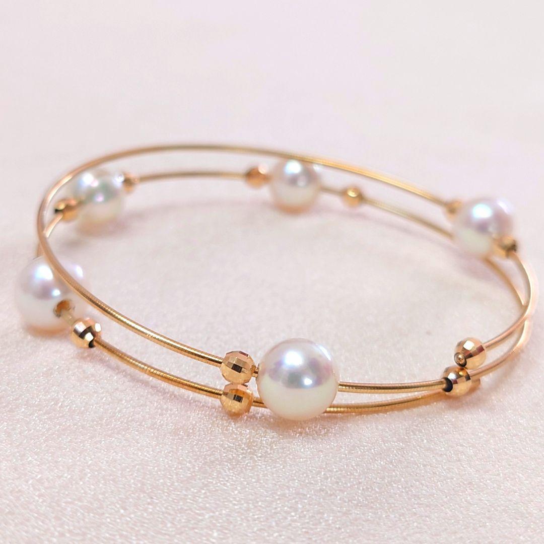 K18 あこや真珠 バングル