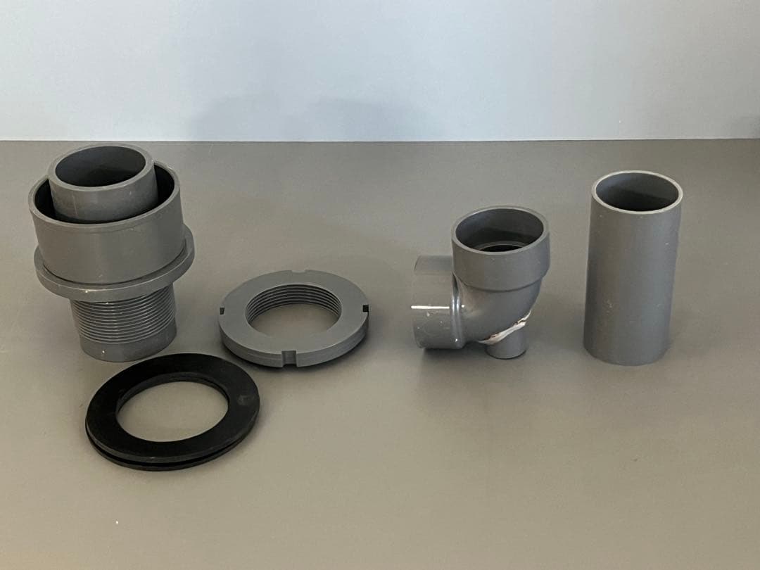 オーバーフロー加工H600用　透明三重管セット　（50Aバルソケタイプ）