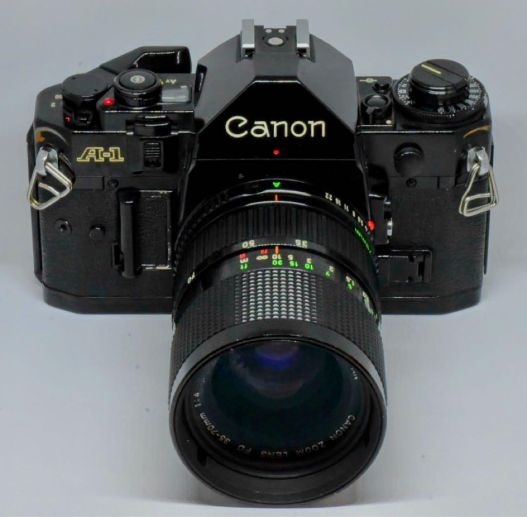 【AE動作確認済】キヤノンA-1、35-70mmズーム、135mm望遠、電池付き