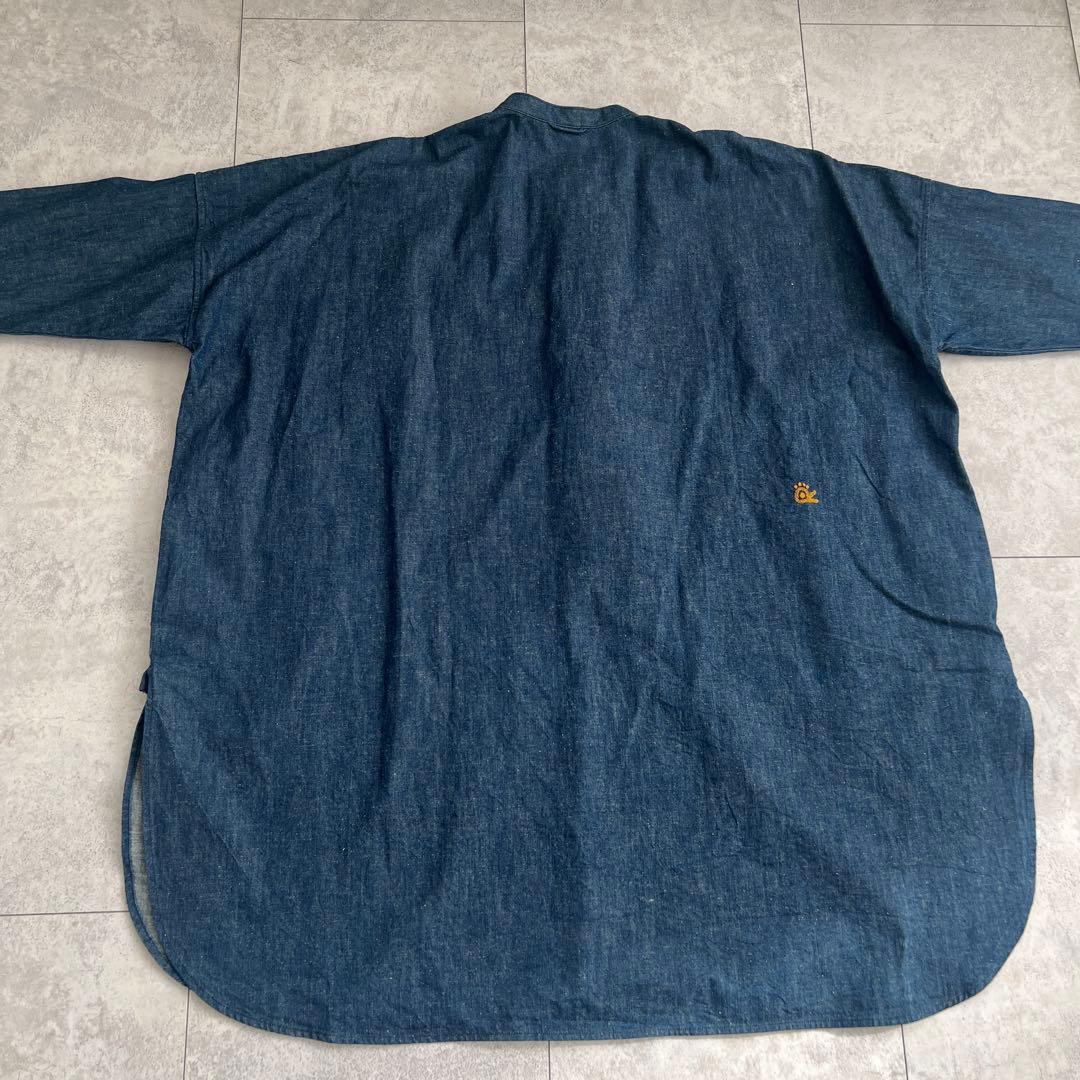 45R デニム　インディゴ　チュニック 長袖　オーバーサイズ　フリーサイズ