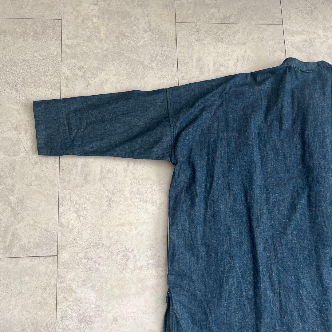 45R デニム　インディゴ　チュニック 長袖　オーバーサイズ　フリーサイズ