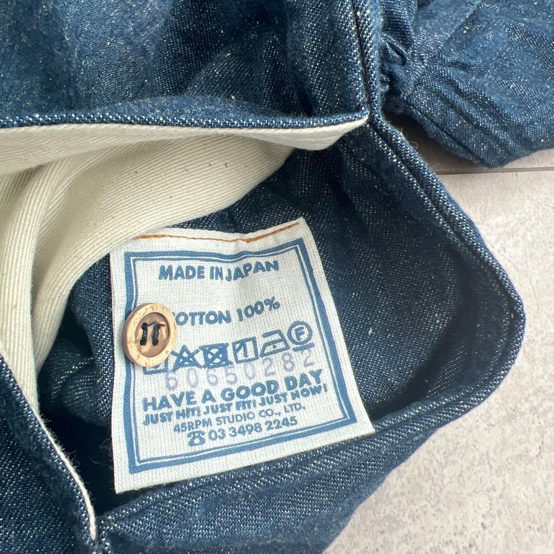 45R デニム　インディゴ　チュニック 長袖　オーバーサイズ　フリーサイズ