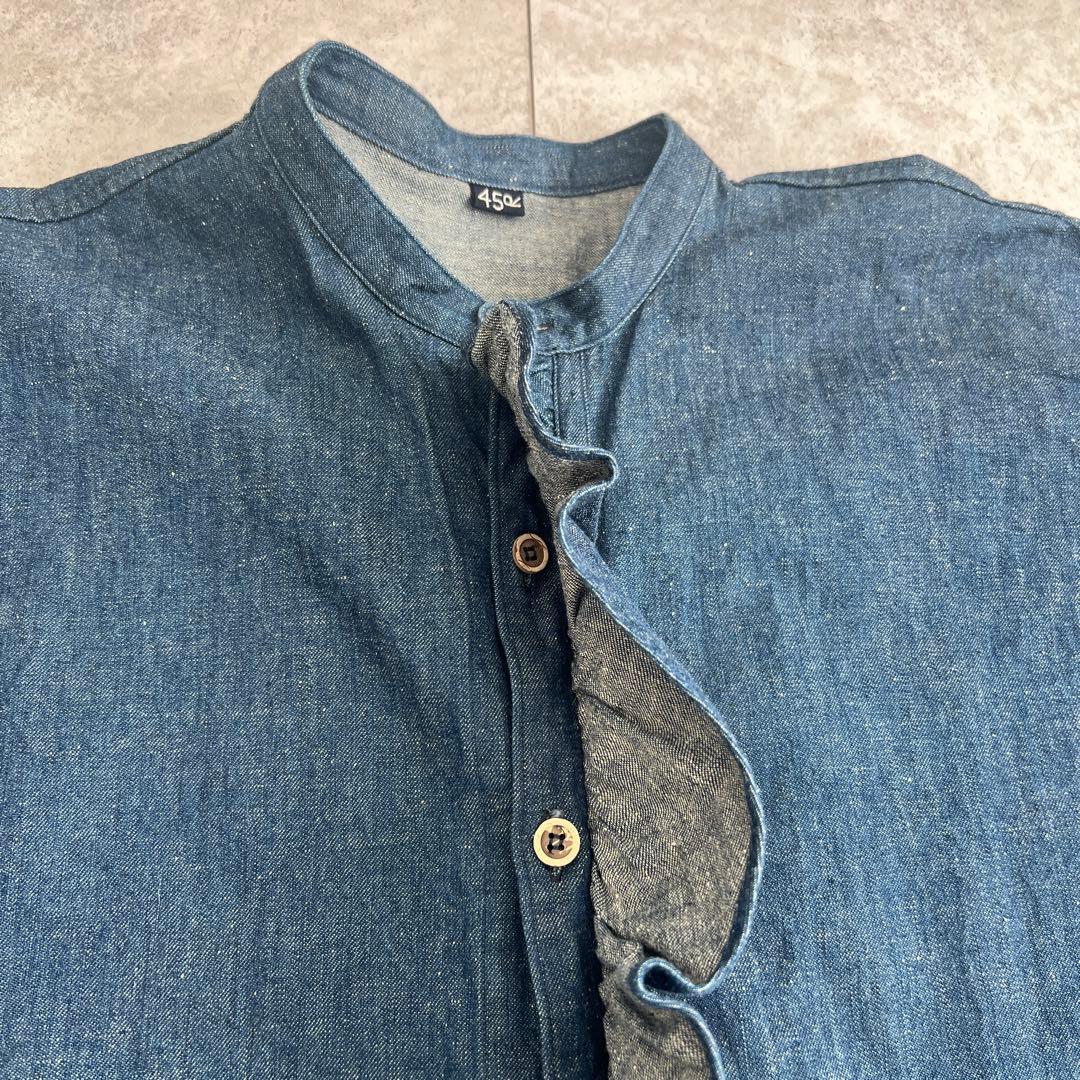 45R デニム　インディゴ　チュニック 長袖　オーバーサイズ　フリーサイズ