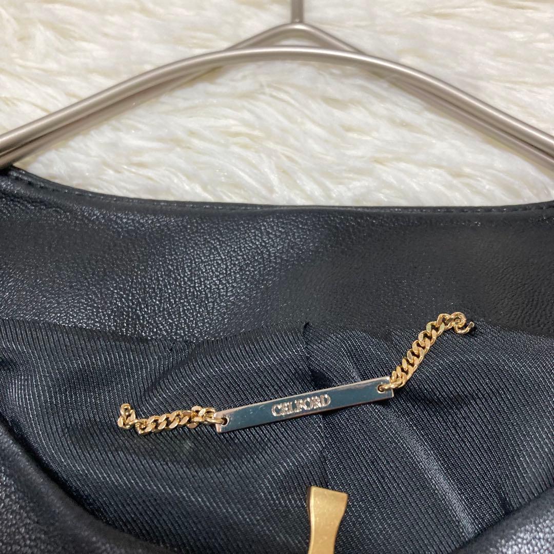 タグ付き！　CELFORD シングルライダースジャケット　黒　ゴールド金具　38