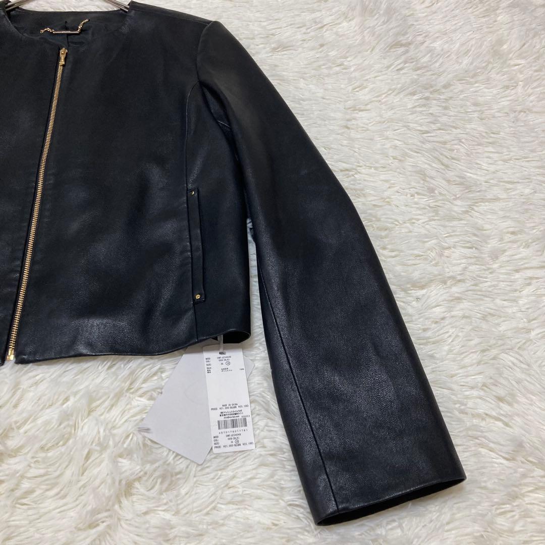 タグ付き！　CELFORD シングルライダースジャケット　黒　ゴールド金具　38