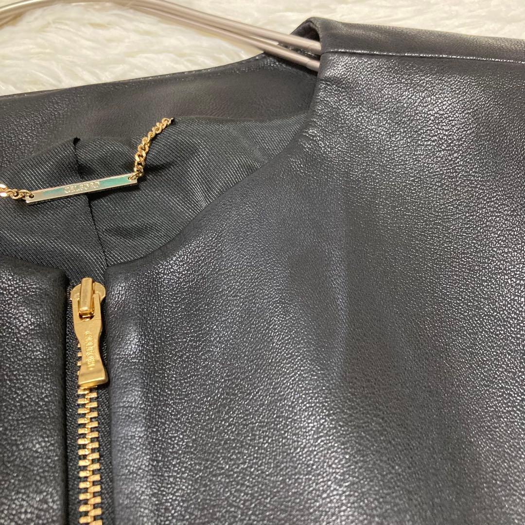 タグ付き！　CELFORD シングルライダースジャケット　黒　ゴールド金具　38