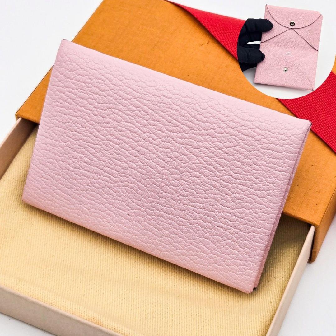 こねこママ カルヴィ ヴェルソ シェーブル 名刺入れ ピンク