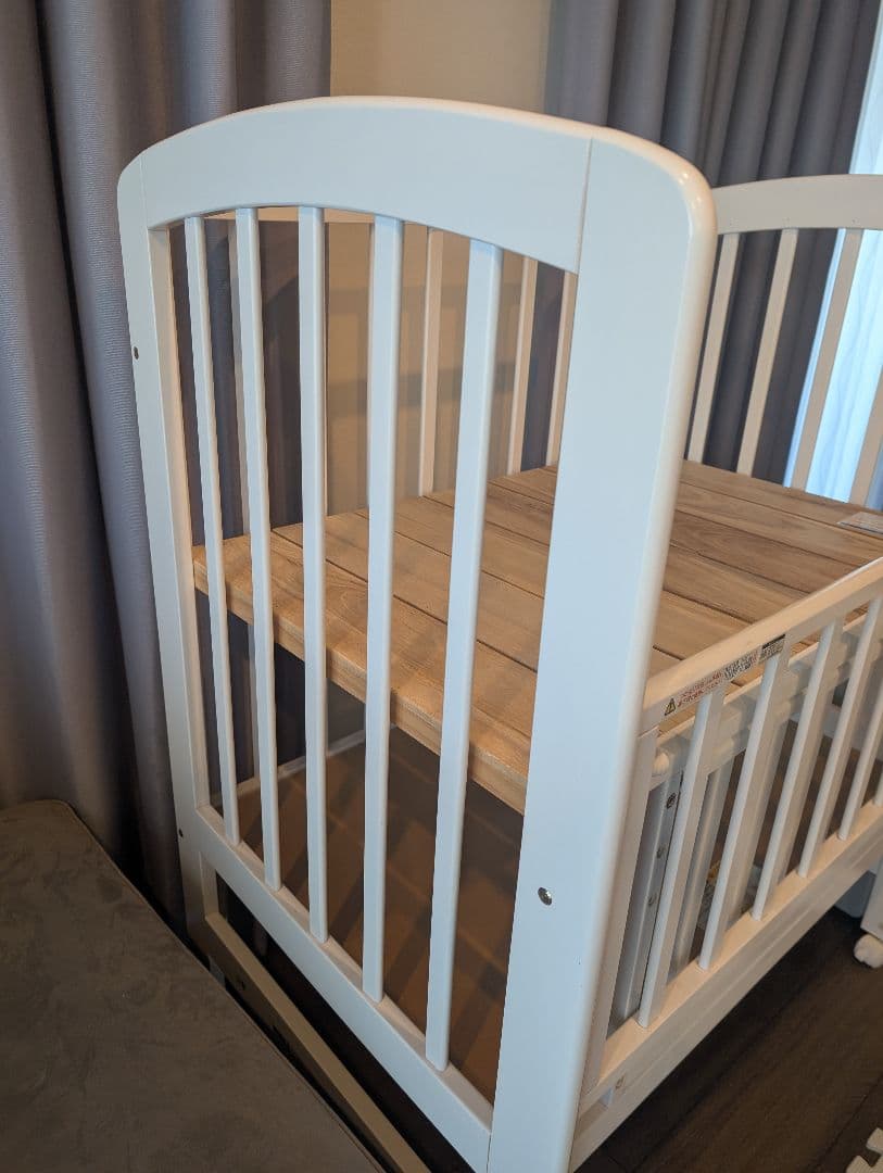 KATOJI　ハイポジションミニベッド アーチ（ホワイト）木製ベビーベッド