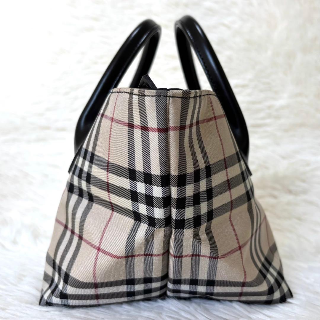 【美品】バーバリーブルーレーベル トートバッグ ナイロン ノバチェック 舟形