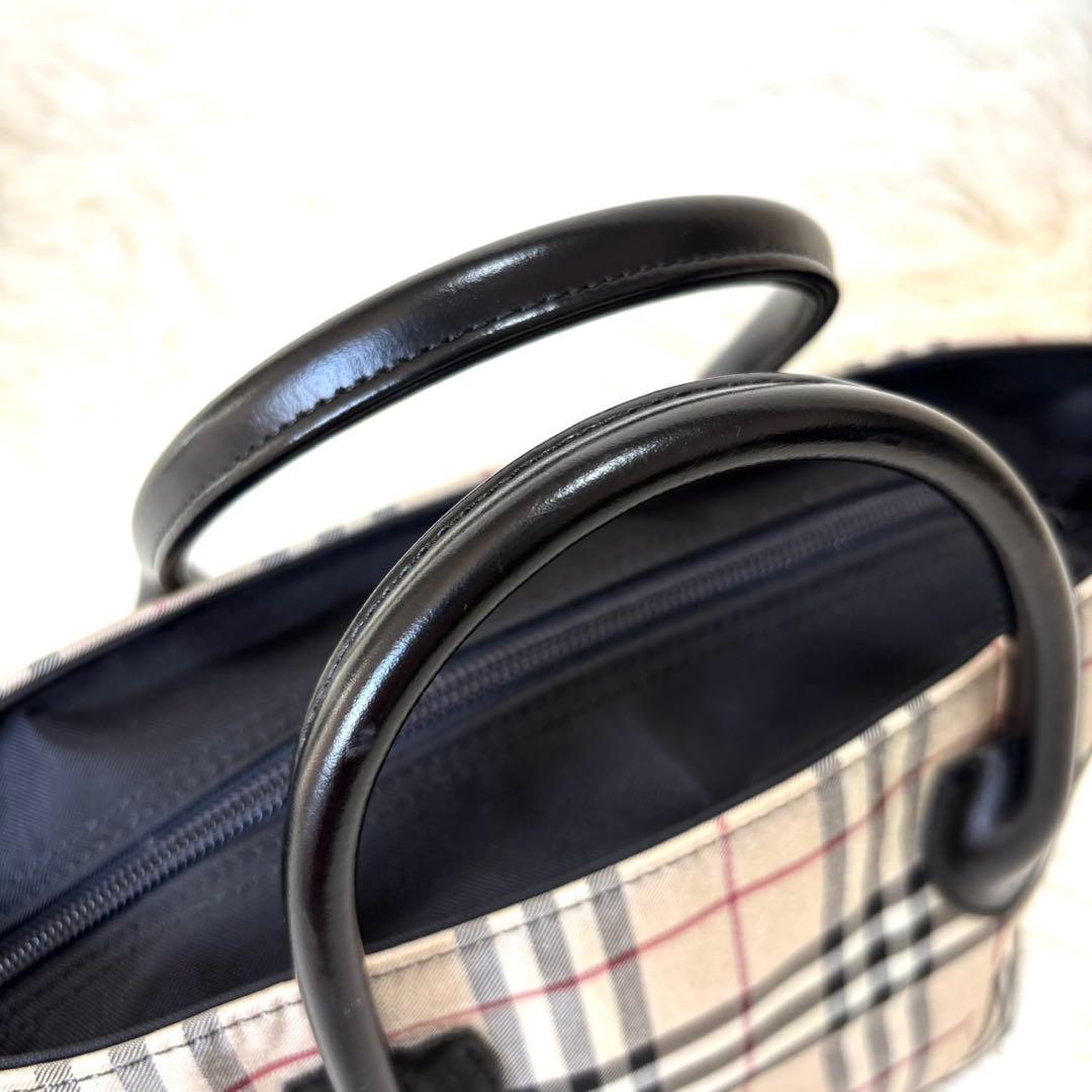 【美品】バーバリーブルーレーベル トートバッグ ナイロン ノバチェック 舟形