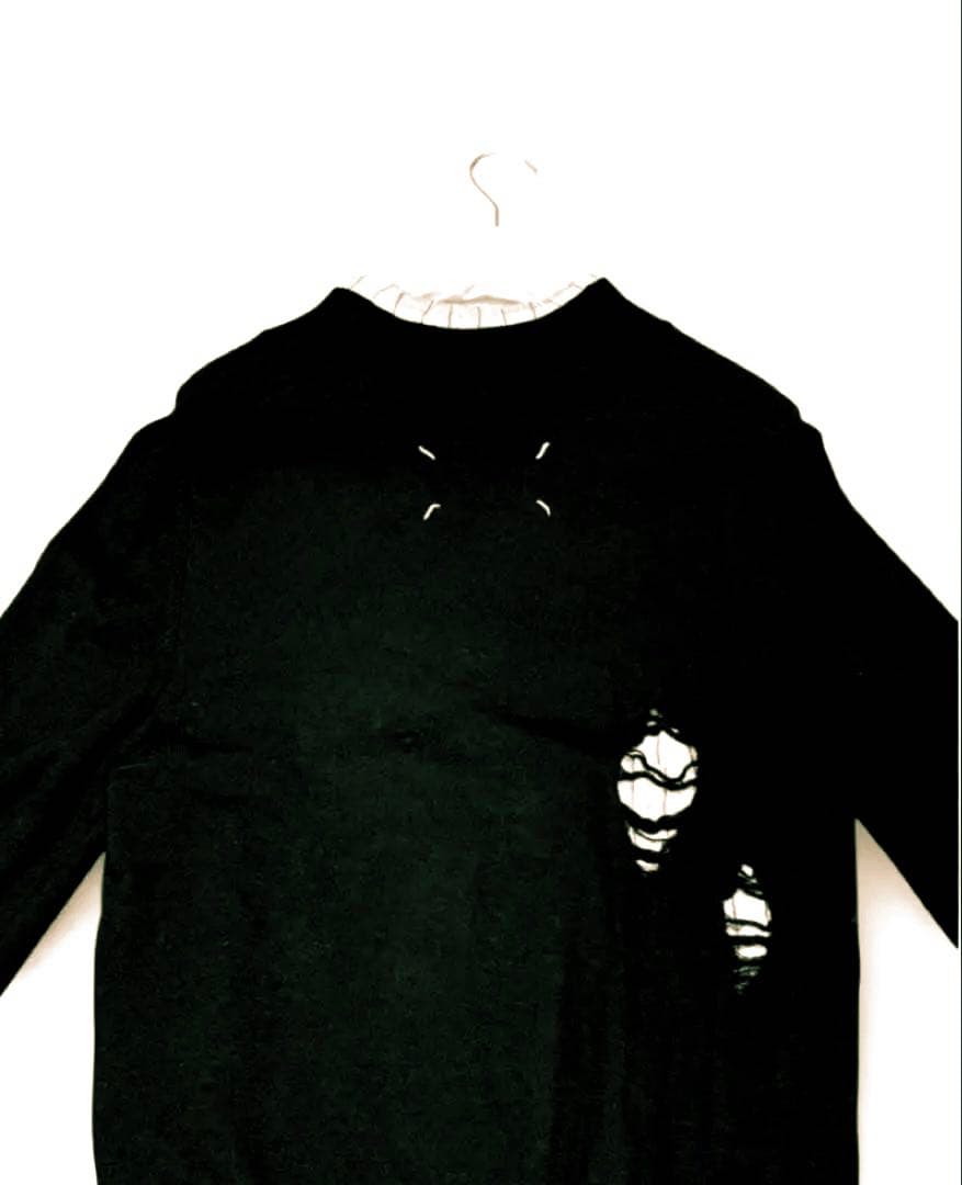 極美品 メゾンマルジェラ ダメージ加工レイヤードニット Lサイズ