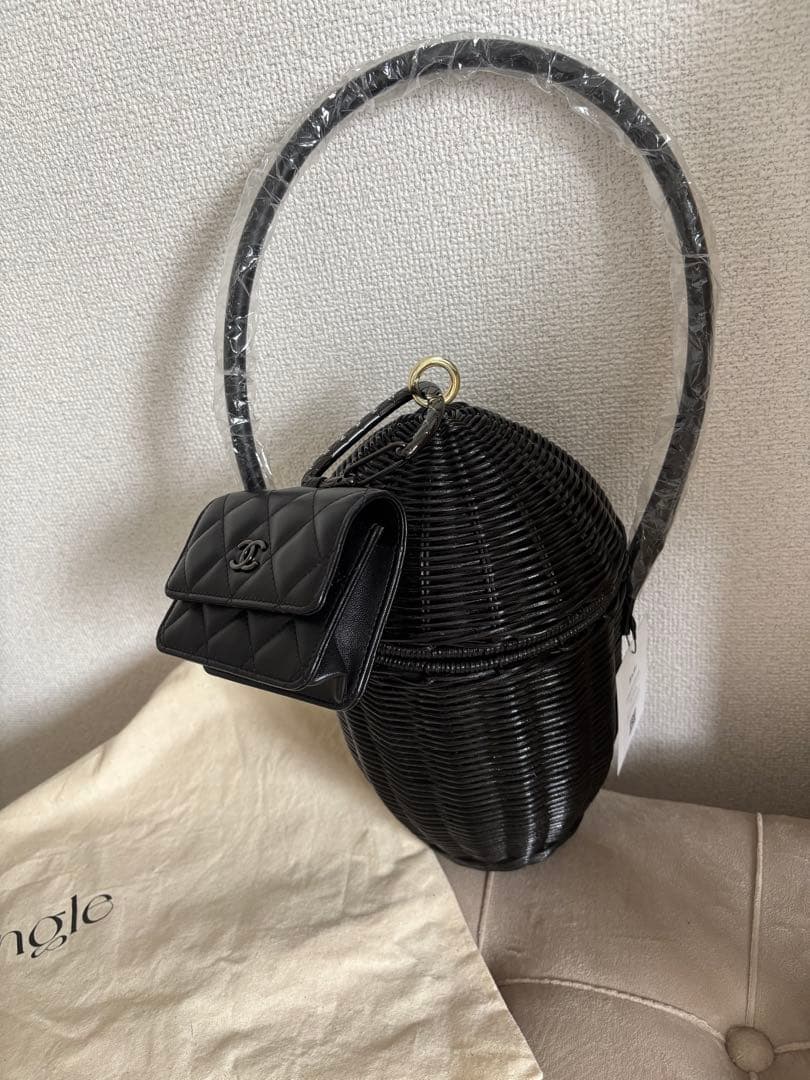 jingle どんぐりラタンバッグ　girlish カゴバック　ブラック