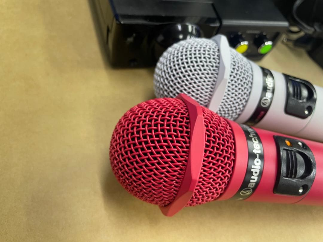 audio-technica ワイヤレスマイクセット 白、ピンク極上！