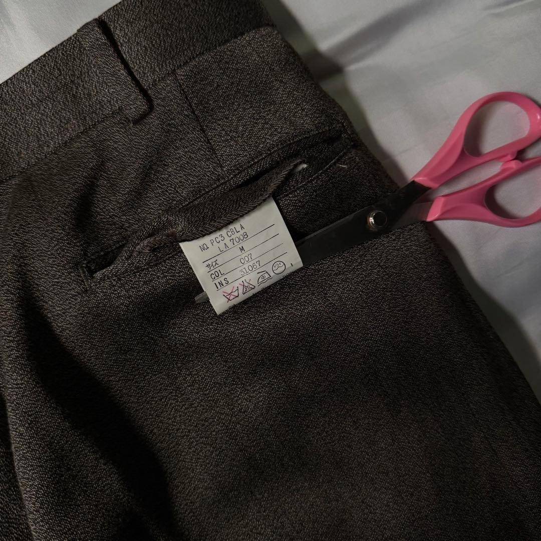 【デッドストック】 90s 織柄 杢糸 ツータック ウール ワイドスラックス