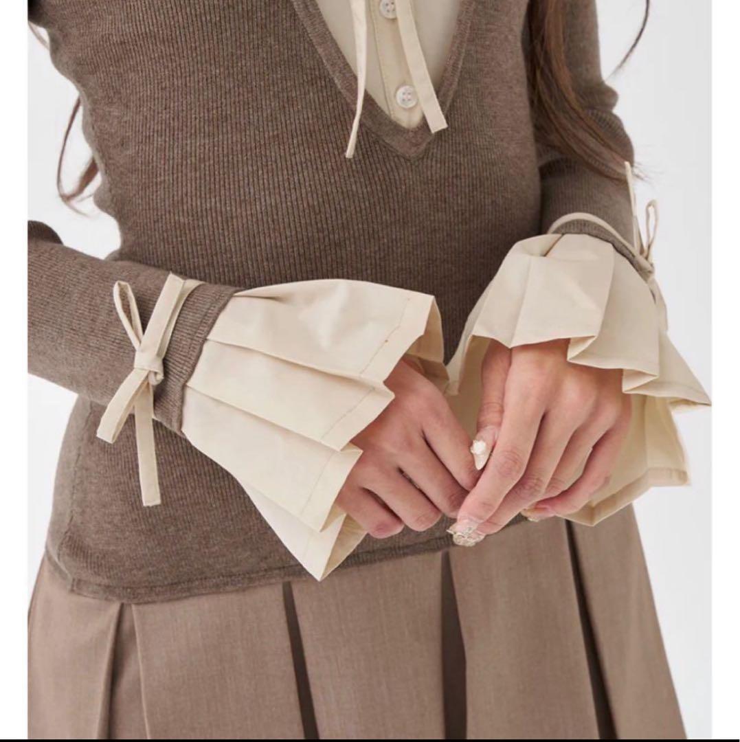 ダーリッチ シャツドッキングプリーツミニワンピース モカ