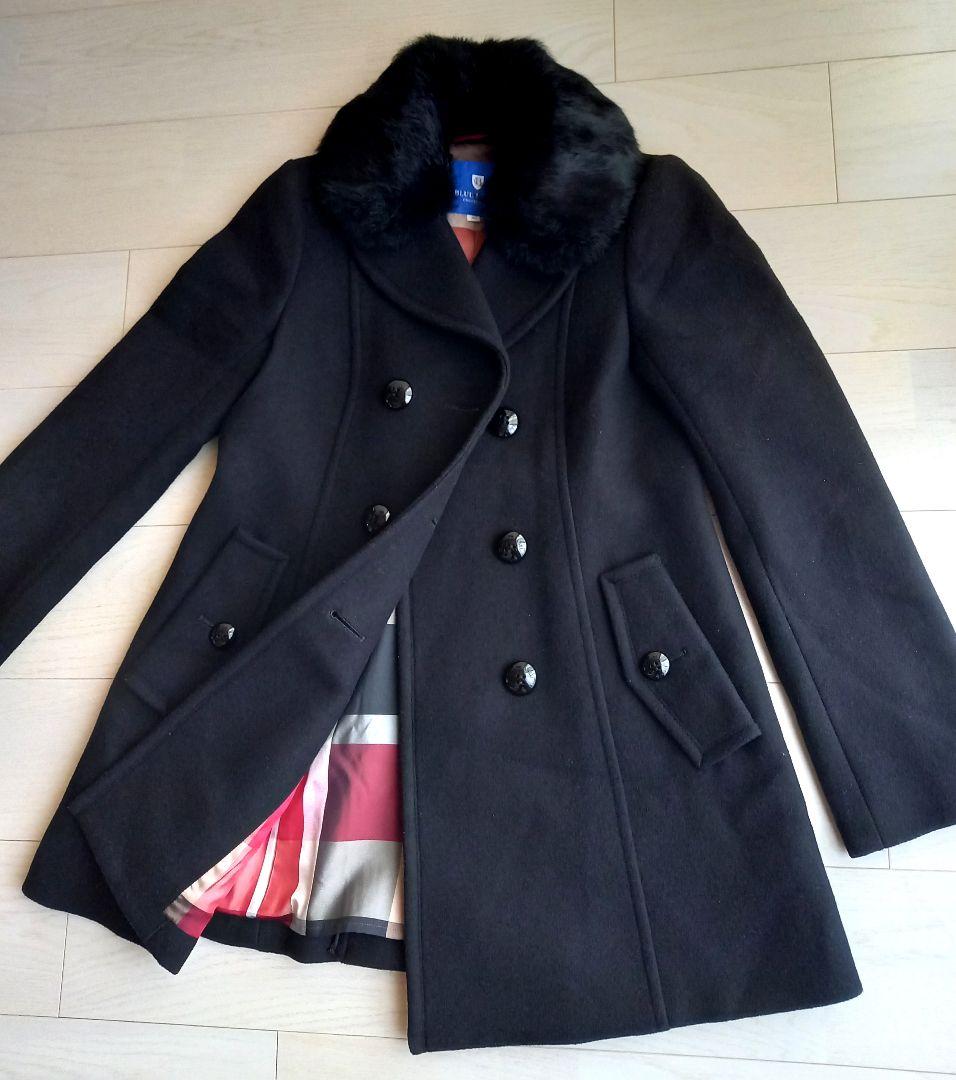 ブルーレーベルクレストブリッジ 極美品✨️ファー付きコート2WAY 40 L 黒