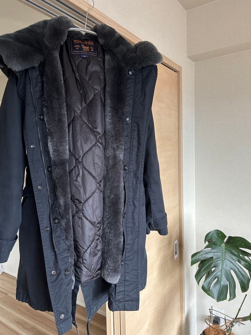 貴重Mサイズ【大柄さんに】ウールリッチ　ラビットファーライナー付きモッズコート