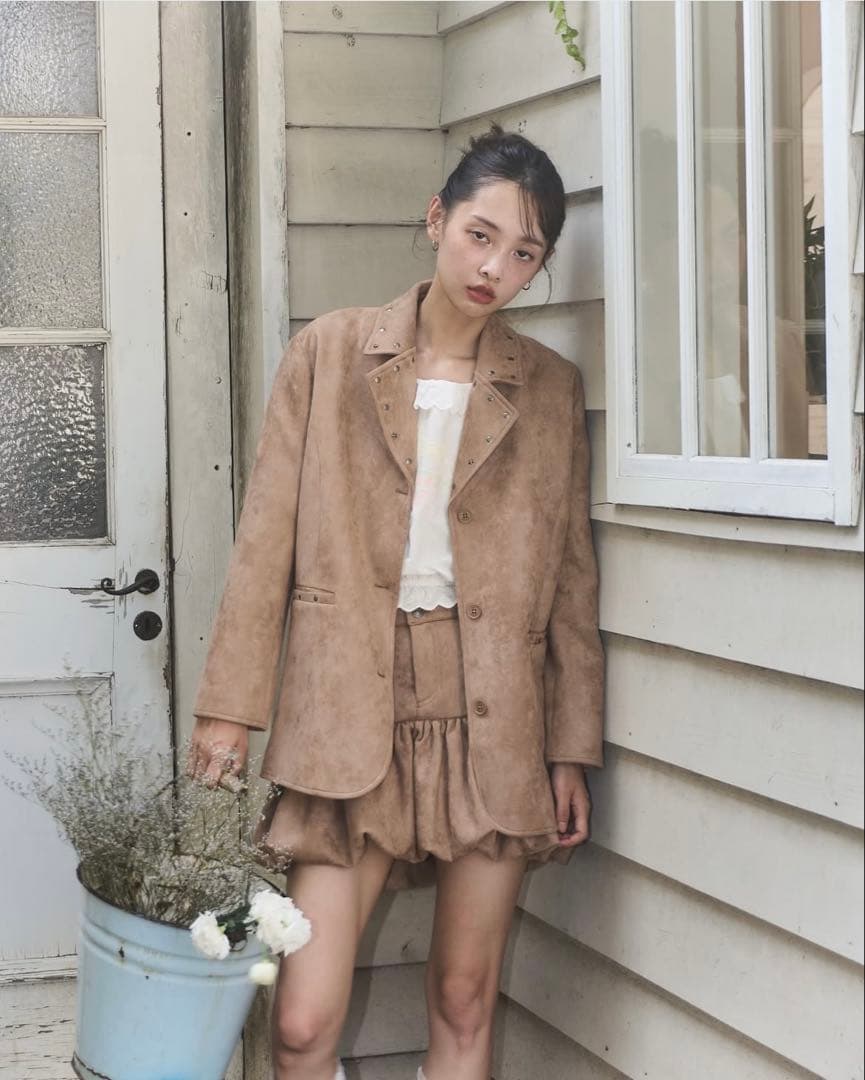 ジャケット・アウター muguet studs suede jacket CAMEL