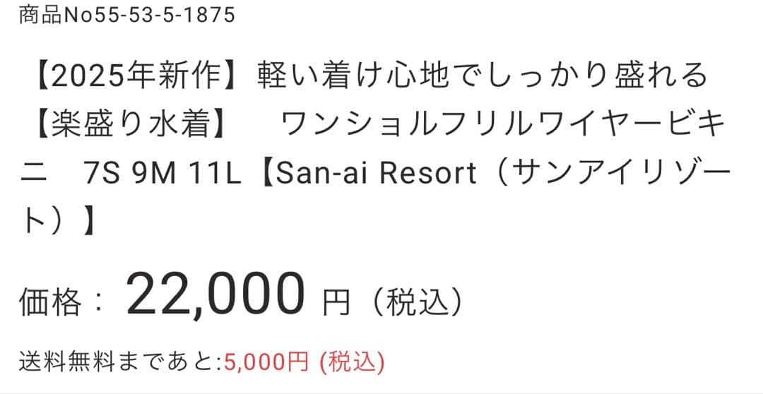 2025年新作 ワンショルフリルワイヤービキニ　San-ai 三愛 スカート付き