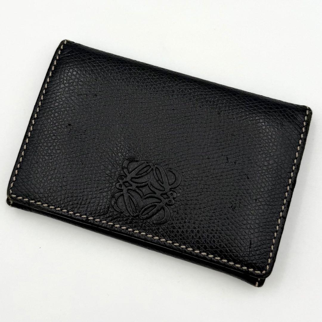 ロエベ カードケース フラグメントケース 名刺入れ　アナグラム レザー ブラック