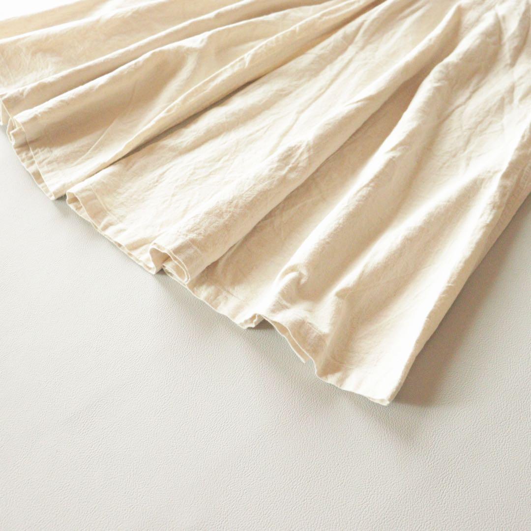 5128【美品】usaato ワイドパンツ 天然素材 シェルダブルボタン 白