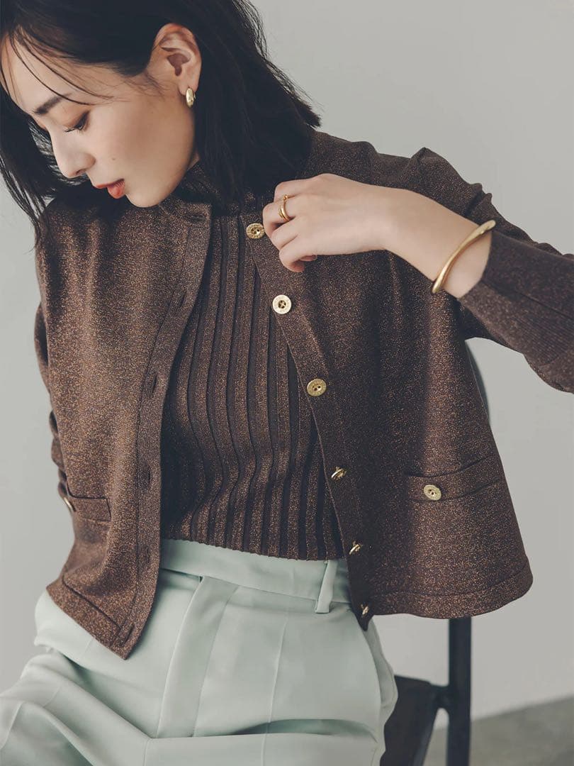 未使用anuansシルクブレンドベーシックニットカーディガンノースリーブニット