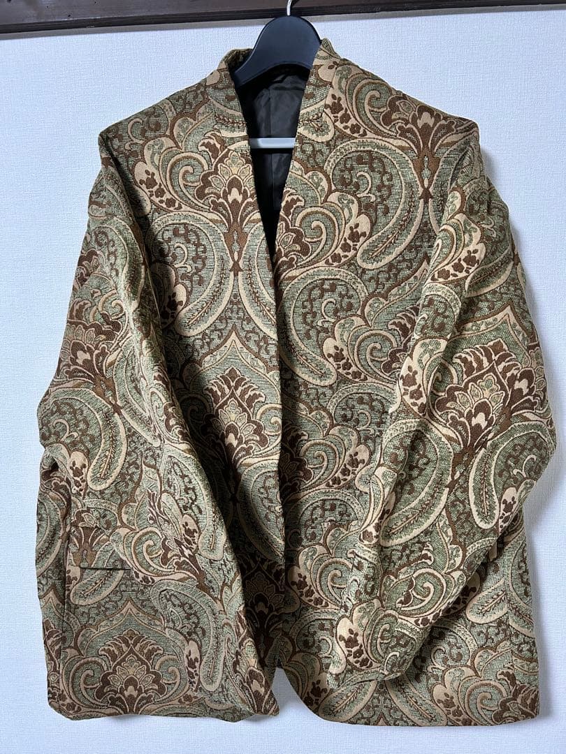 GLIM CLAP ノーカラージャケット ペイズリー柄　ミニマルジャケット