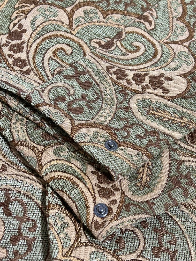 GLIM CLAP ノーカラージャケット ペイズリー柄　ミニマルジャケット