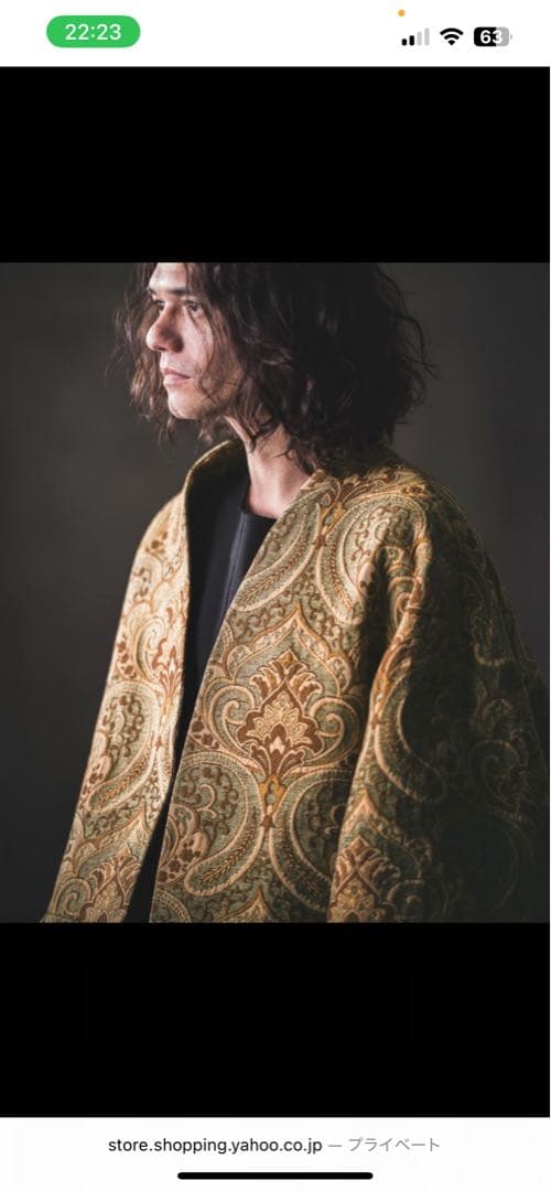 GLIM CLAP ノーカラージャケット ペイズリー柄　ミニマルジャケット