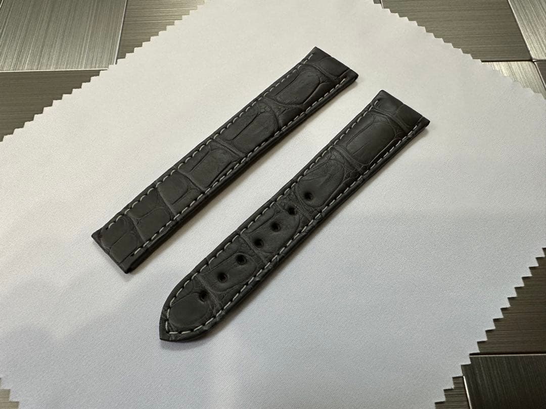 【純正品】OMEGA グレーアリゲーターレザーストラップ 19mm