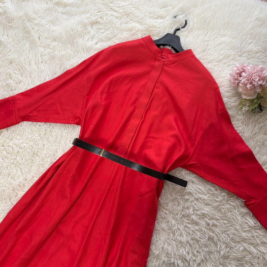 【美品】23年　アドーア　レーヨン麻ソフフトタンブラーワンピース　ベルト　38