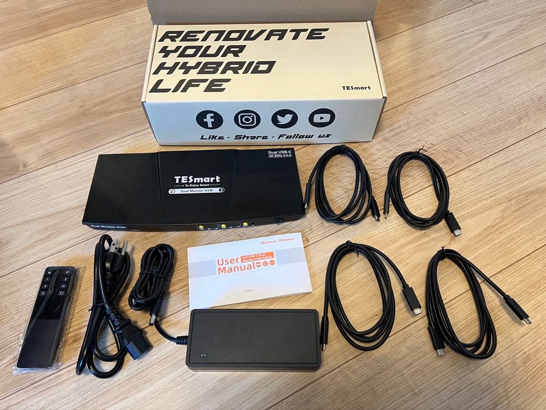 TESmart KVM ノートPC2台 デュアルモニター