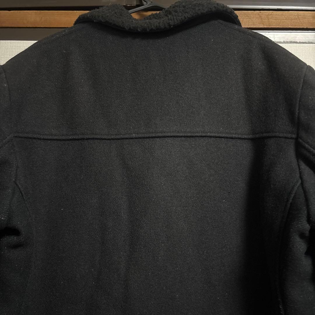 希少 Schott 40 ブラック ウールコート くるみボタン　ボア