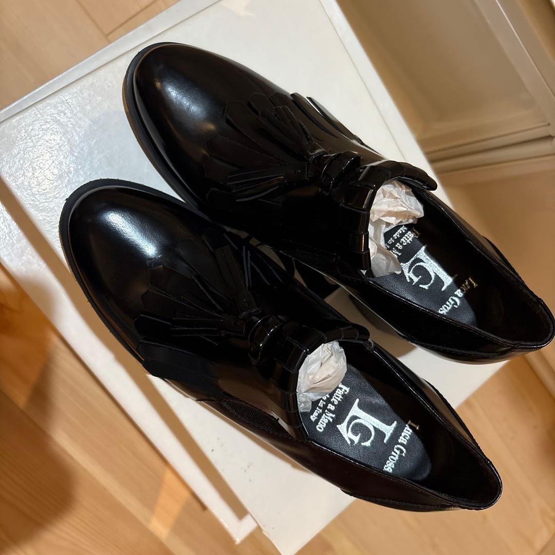 (まるこ)Luca Grossi 革靴 タッセルローファーブラック36
