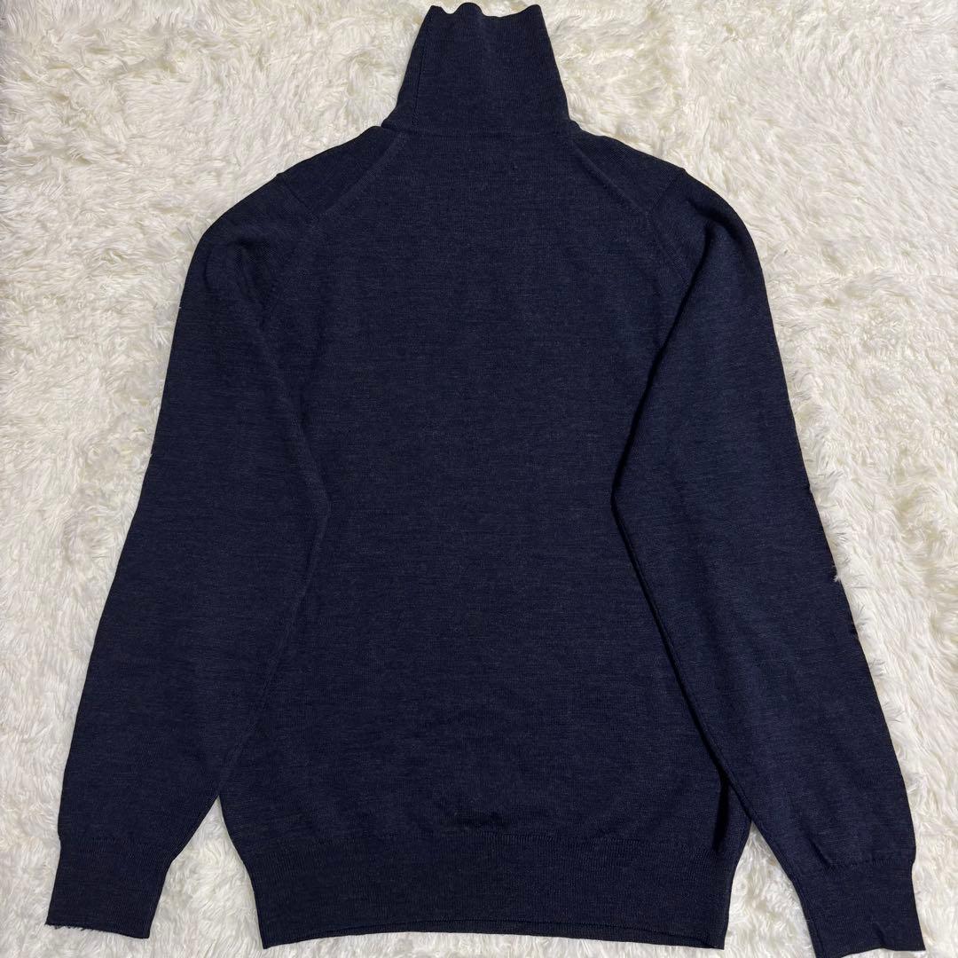 【美品】ジョンスメドレー タートルネック ニット M ネイビー ウール