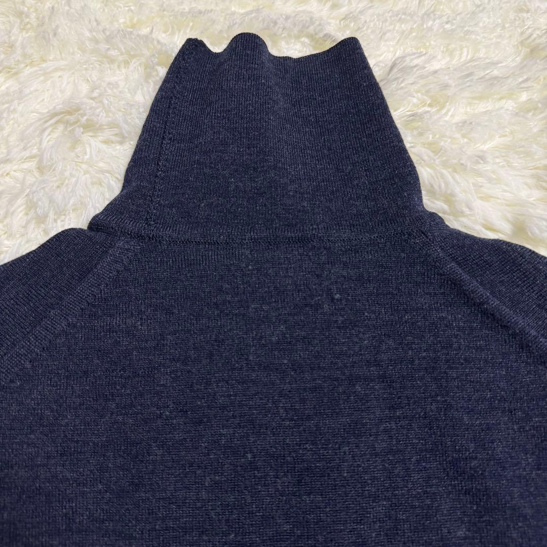 【美品】ジョンスメドレー タートルネック ニット M ネイビー ウール