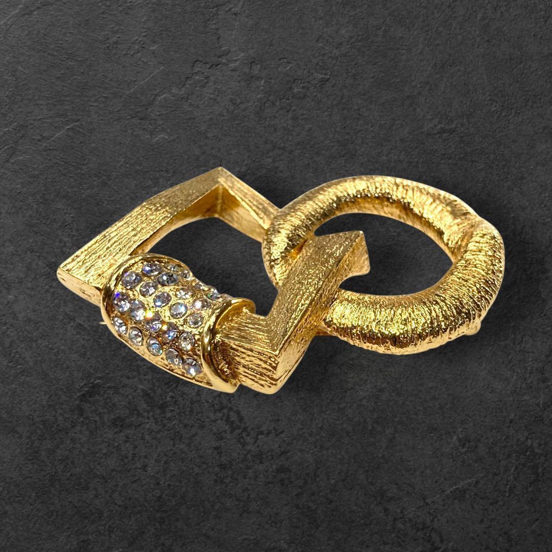 vintage YSL イヴサンローラン ブローチ ストーン ゴールド 146