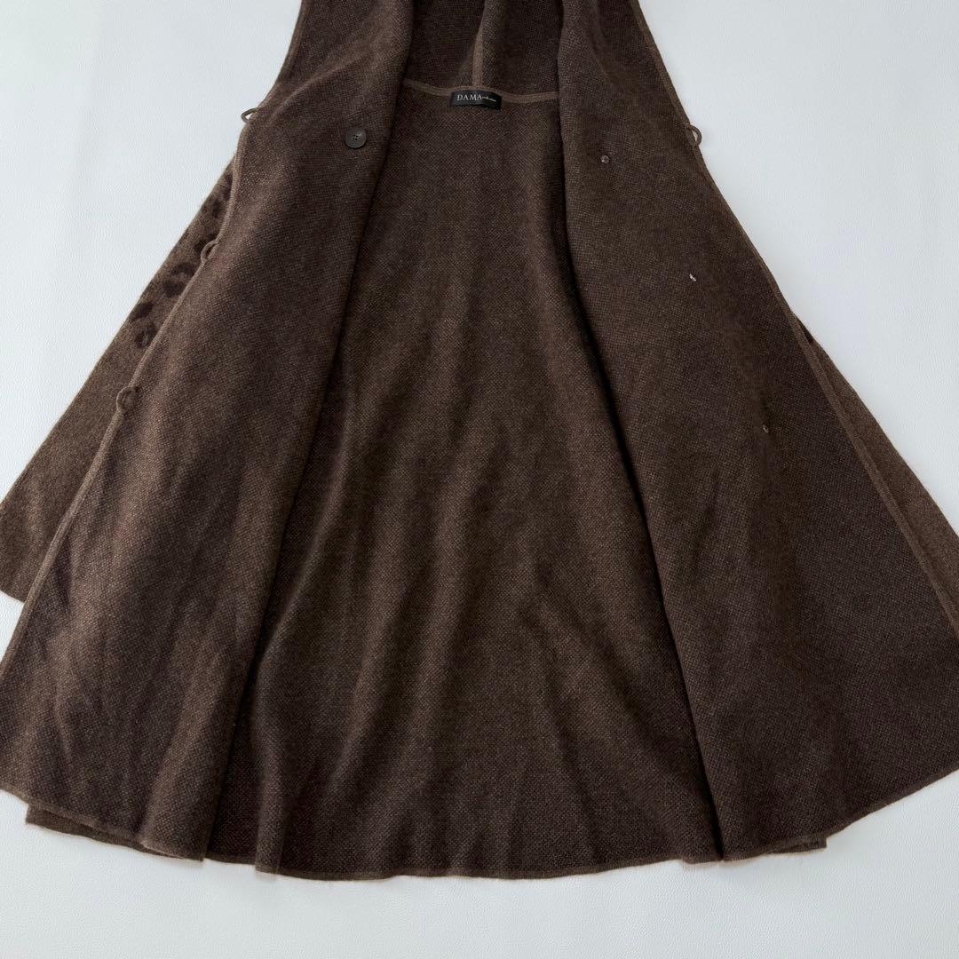 ダーマコレクション　ヤク100% フード付き ポンチョ風ニットコート レオパード