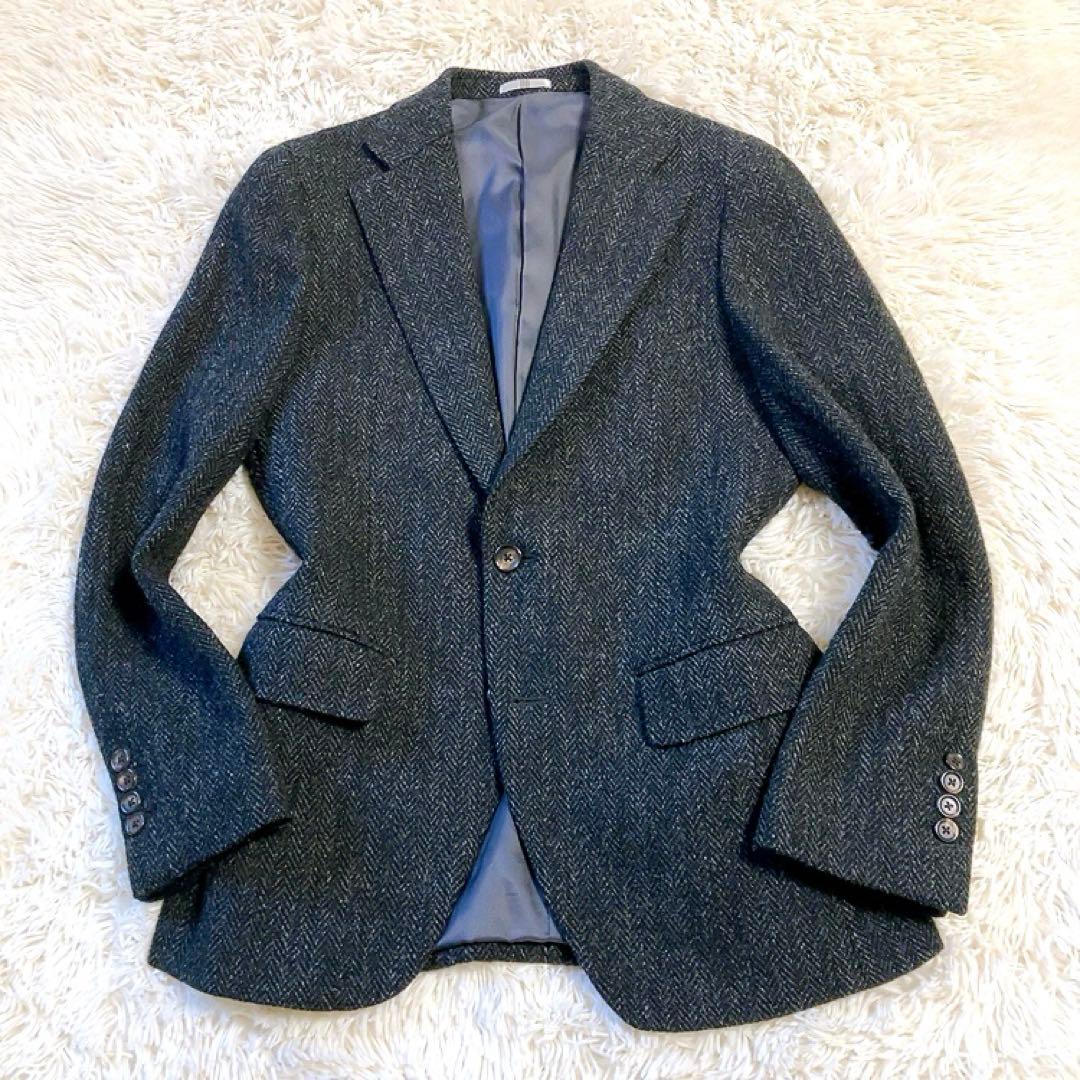 【2ピース・ハリスツイード】スーツセレクト　テーラード　ベスト　S　ヘリンボーン