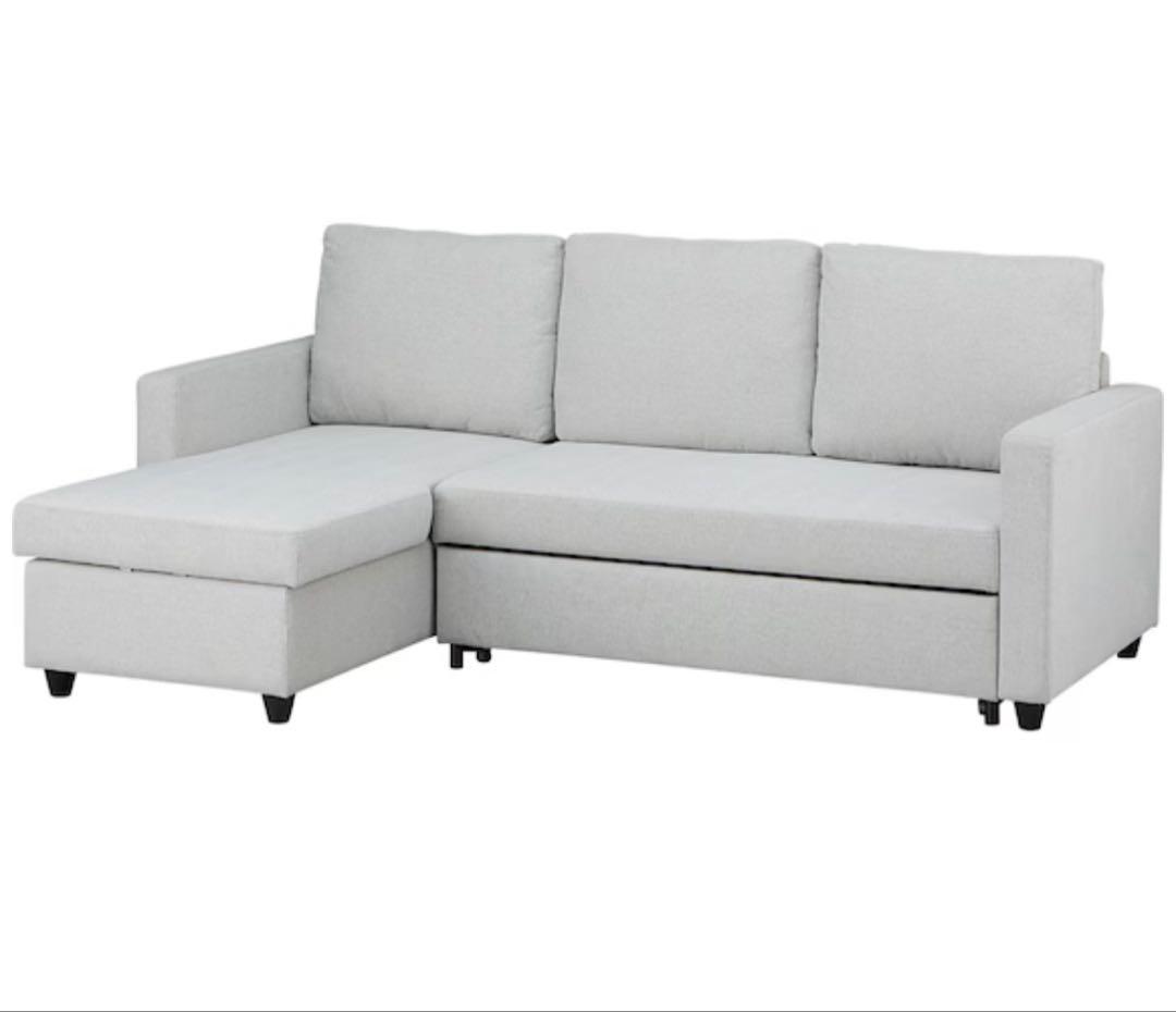 ミノムシ　保証書付きカウチソファベッド 布張りタイプ (ノアーク2 GY)