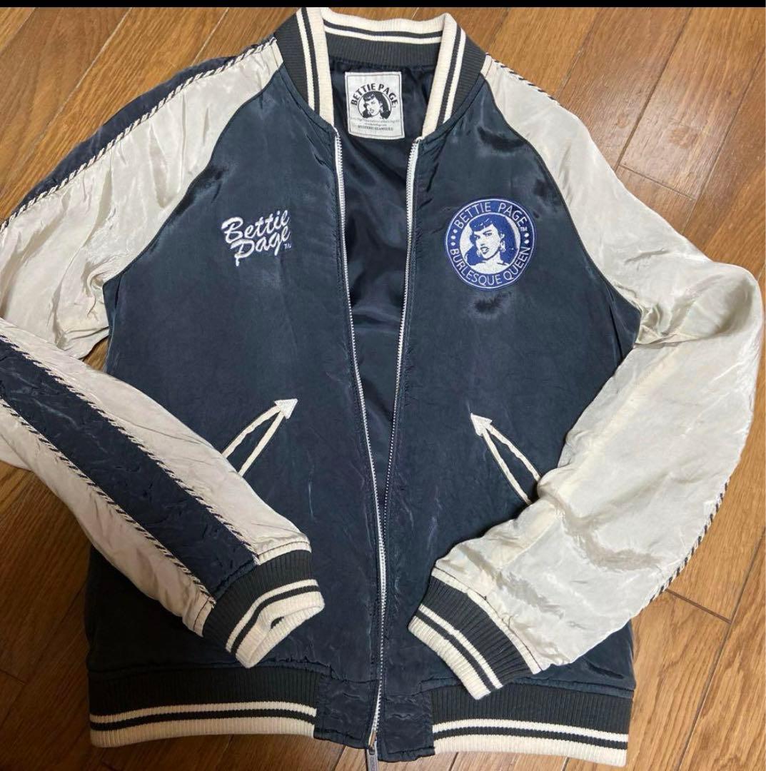 希少 ヒステリックグラマーBettie Page スカジャン 黒/白