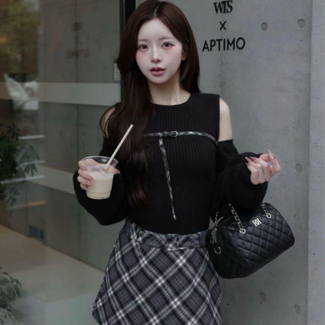 ドッキングミドルウエストニットミニワンピース darich ダーリッチ