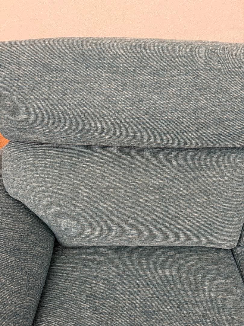 ニトリ　3人掛けソファ、スツールのセット(ターコイズブルー)