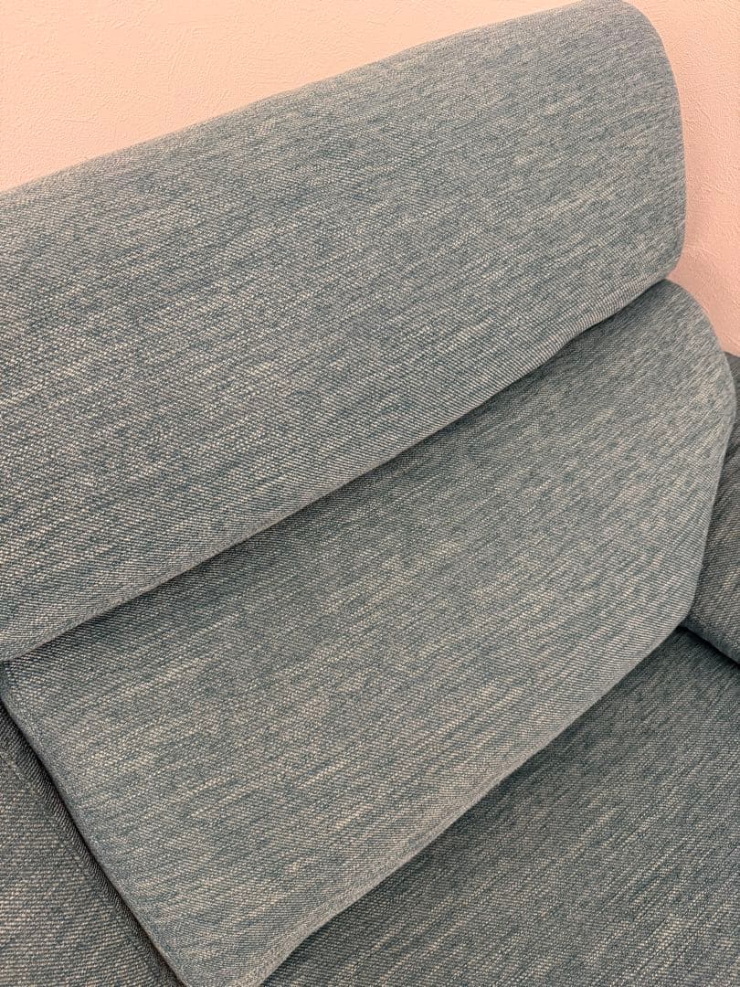 ニトリ　3人掛けソファ、スツールのセット(ターコイズブルー)