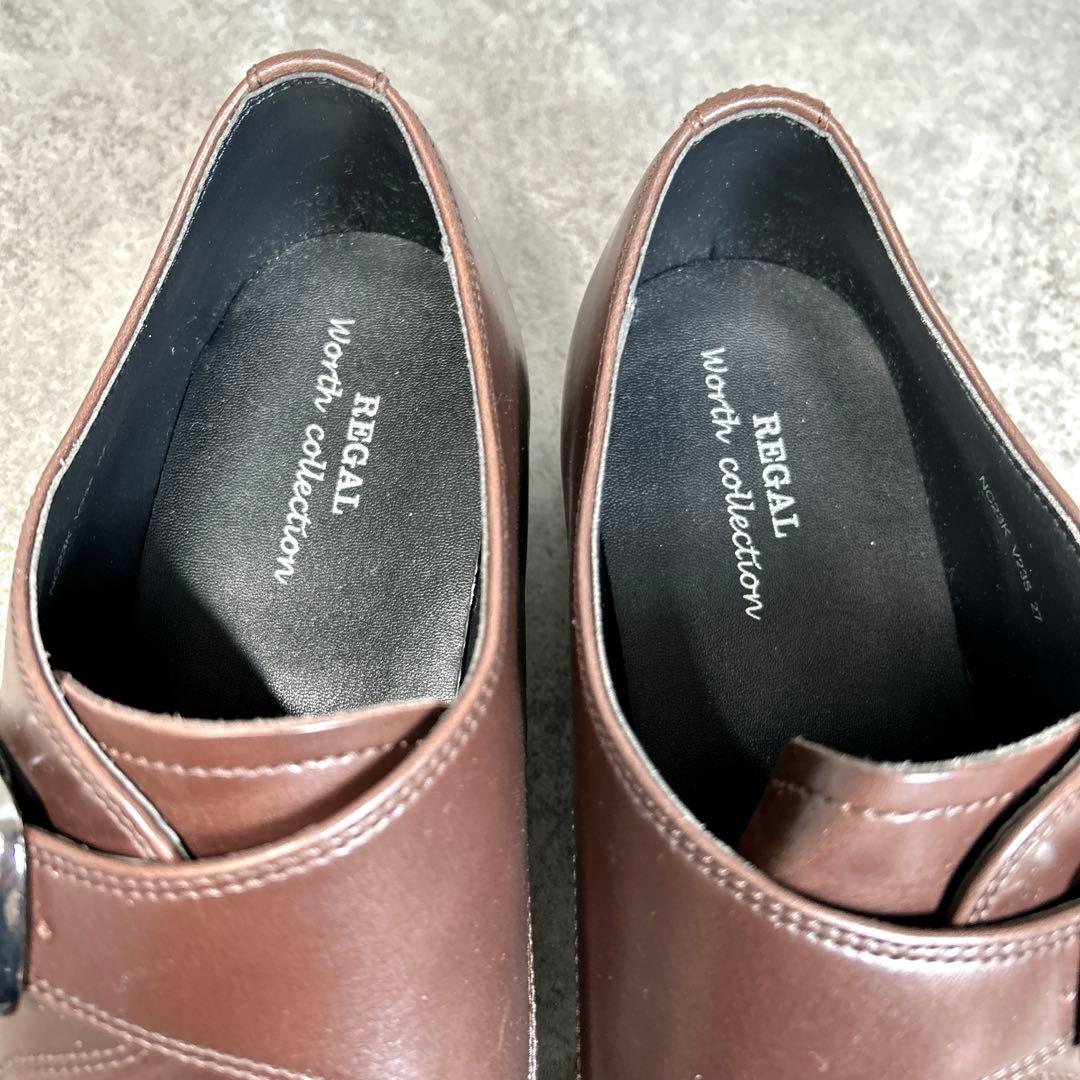 ほぼ新品【REGAL】ビジネスシューズ/シングルモンク/V235/ブラウン/3E