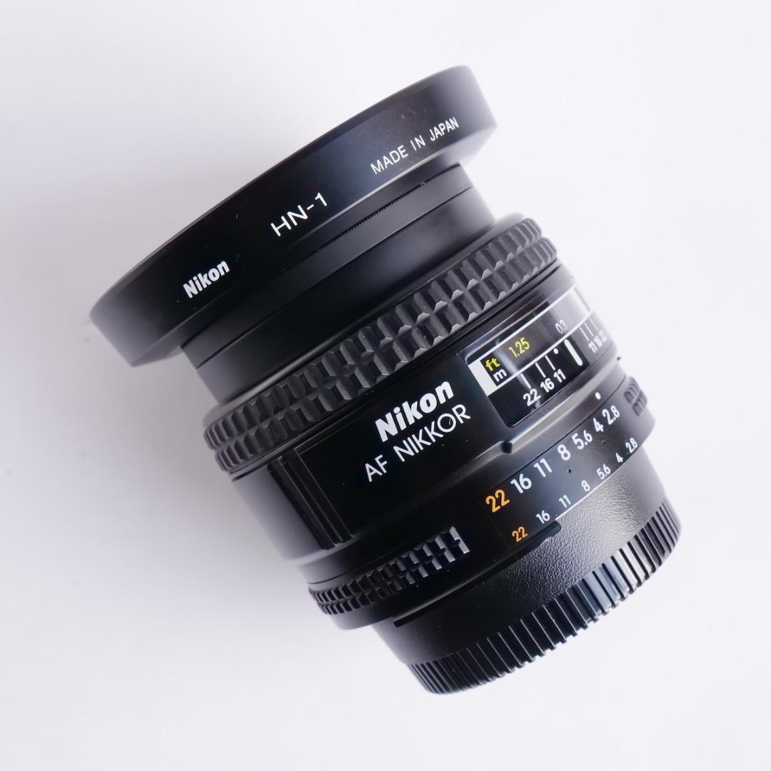 NIKKOR 24mm f/2.8 レンズ 純正フードHN-1付 美品