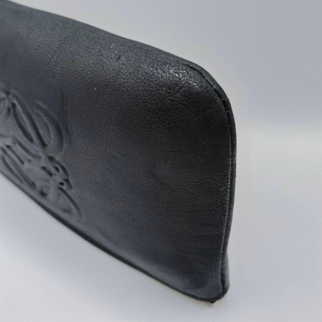 ロエベ ケース アナグラム ポーチ レザー ブラック 美品