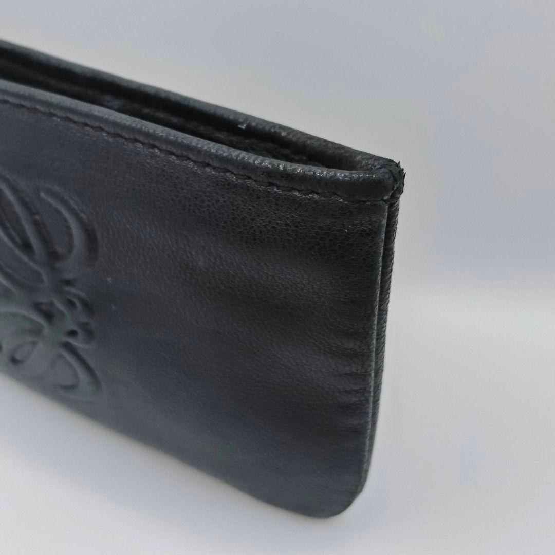 ロエベ ケース アナグラム ポーチ レザー ブラック 美品