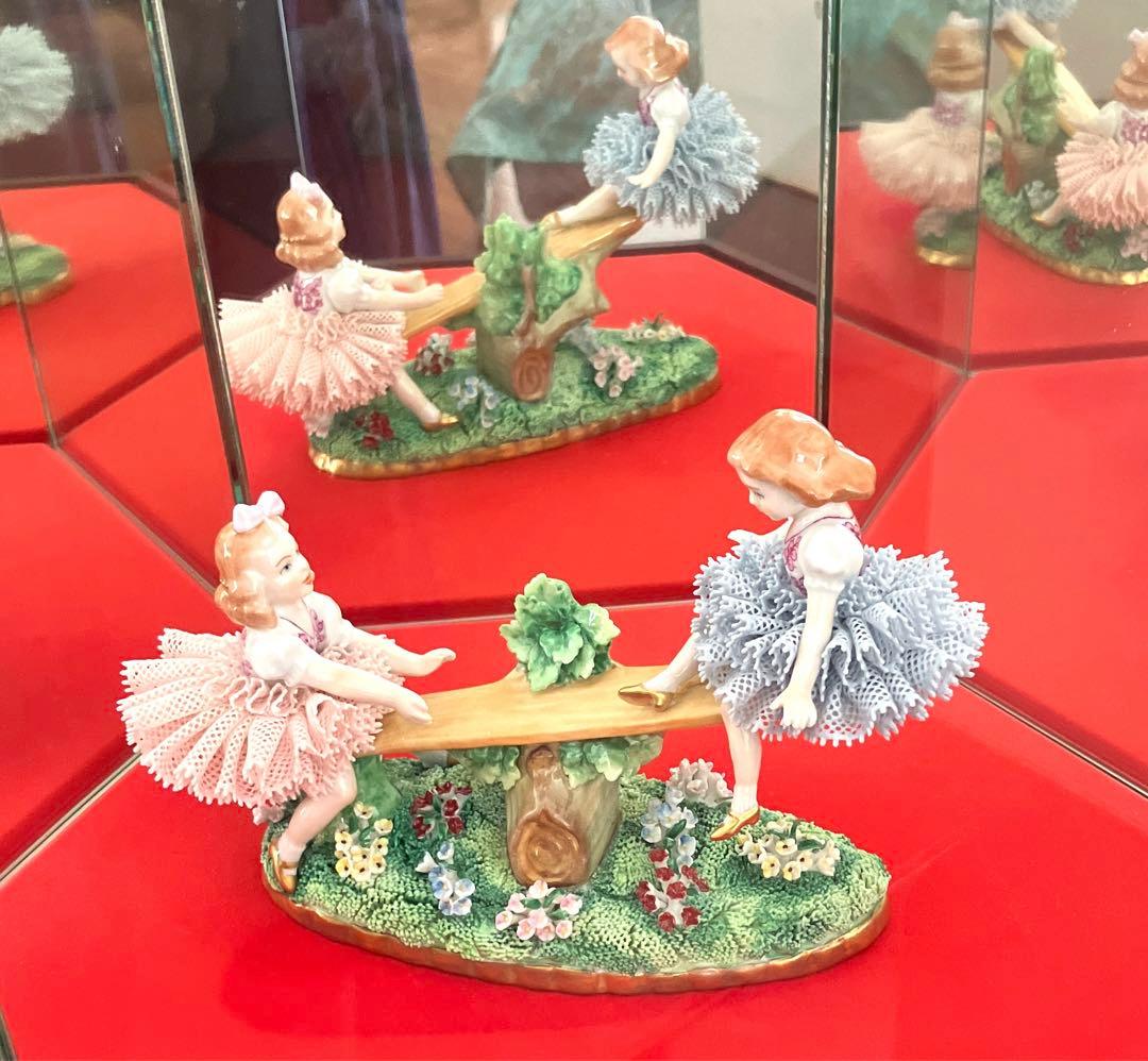 ジッツェンドルファ　陶器人形　シーソー姉妹